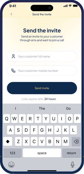 Send the invite screen on a smartphone