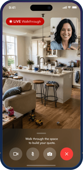 Live walkthrough showing a customer's kitchen